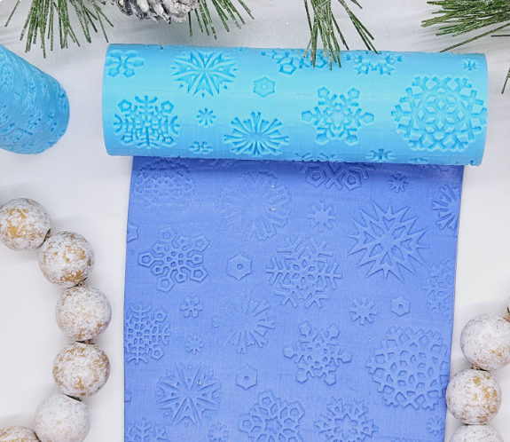 LARGE SNOWFLAKES debossing texture roller polymer clay cutters for jewelry earrings and fondant