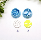 SPORTS BALLS embossed sharp polymer clay cutters, fondant cake decorating, football cutter bundle, soccer ball, baseball, volleyball cutter