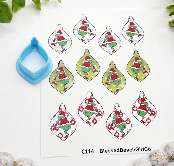 GRINCH BOOTY Christmas ornament transfer sheet cutter set