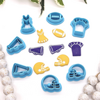 FOOTBALL and CHEERLEADING embossed sharp polymer clay cutters, jewelry making, earrings, fondant cake decorating, football cutter bundle