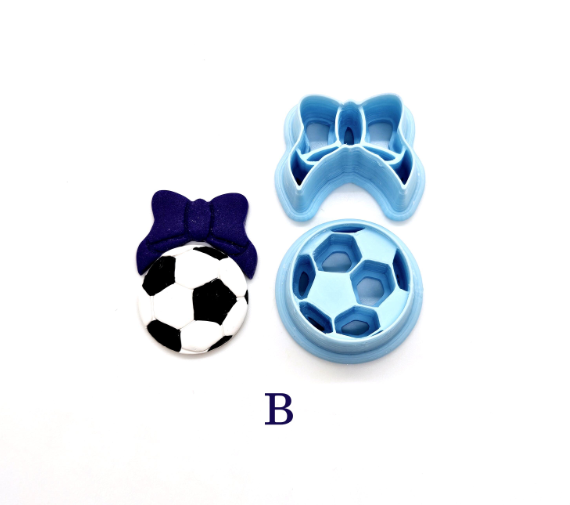 SPORTS BOW Balls set embossed sharp polymer clay cutters, football cutter bundle, bow soccer ball cutter, bow baseball, volleyball cutter