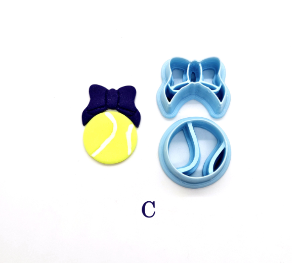 SPORTS BOW Balls set embossed sharp polymer clay cutters, football cutter bundle, bow soccer ball cutter, bow baseball, volleyball cutter