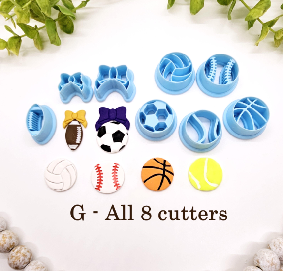 SPORTS BOW Balls set embossed sharp polymer clay cutters, football cutter bundle, bow soccer ball cutter, bow baseball, volleyball cutter