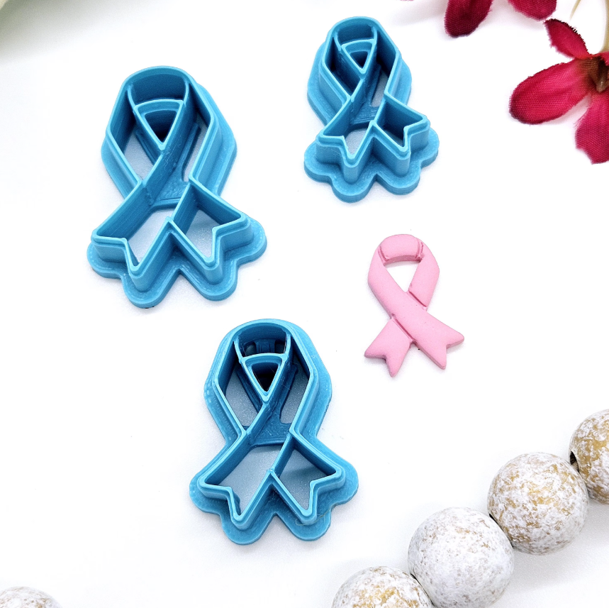 AWARENESS RIBBON embossed sharp polymer clay cutter, breast cancer, fondant cutter, emotional support ribbon polymer clay cutter