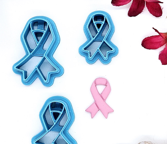 AWARENESS RIBBON embossed sharp polymer clay cutter, breast cancer, fondant cutter, emotional support ribbon polymer clay cutter