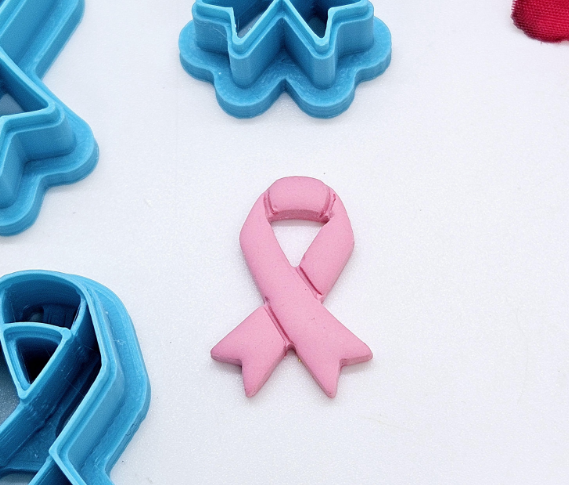 AWARENESS RIBBON embossed sharp polymer clay cutter, breast cancer, fondant cutter, emotional support ribbon polymer clay cutter