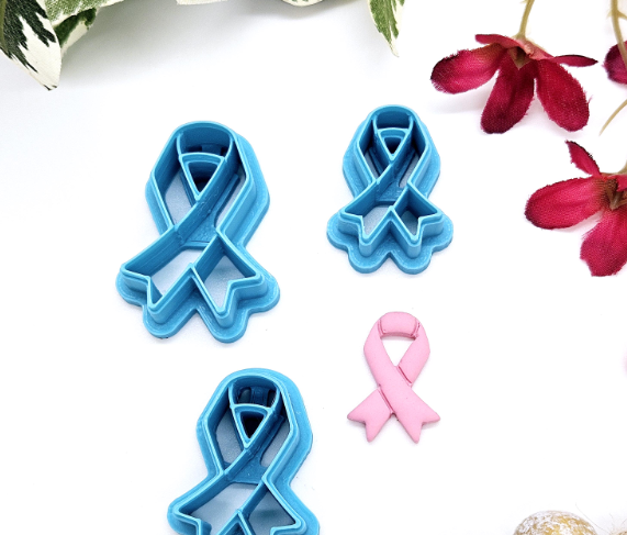 AWARENESS RIBBON embossed sharp polymer clay cutter, breast cancer, fondant cutter, emotional support ribbon polymer clay cutter