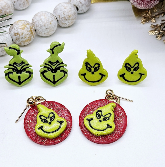 GRINCHS ornament polymer clay cutter, jewelry making, fondant cake decorating, old style grinch, retro grinch