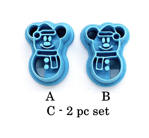 Magical SNOWMAN mouse ears polymer clay cutter / jewelry making /fondant cake decorating / winter clay cutter / frosty