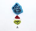 GRINCH face polymer clay cutter, jewelry making, fondant cake decorating, Santa grinch, Santa hat