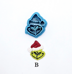 GRINCH face polymer clay cutter, jewelry making, fondant cake decorating, Santa grinch, Santa hat