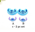 Stitch Blue Alien polymer clay cutter for jewelry making and fondant cake decorating / blue monster movie character clay cutter