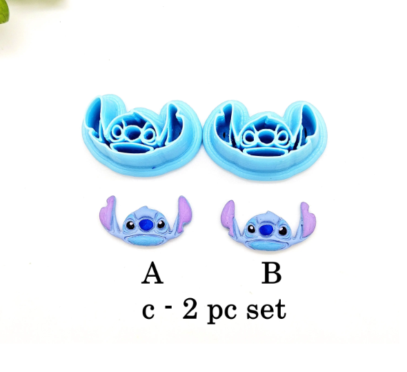 Stitch Blue Alien polymer clay cutter for jewelry making and fondant cake decorating / blue monster movie character clay cutter
