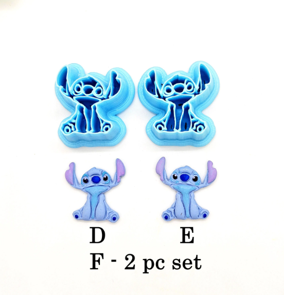 Stitch Blue Alien polymer clay cutter for jewelry making and fondant cake decorating / blue monster movie character clay cutter