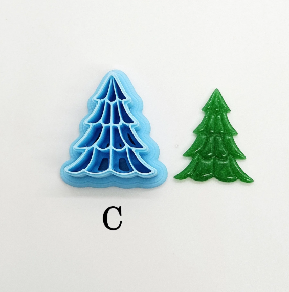 Bow Christmas TREES polymer clay cutters