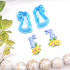 Tall EASTER BUNNY set style 2 polymer clay cutter