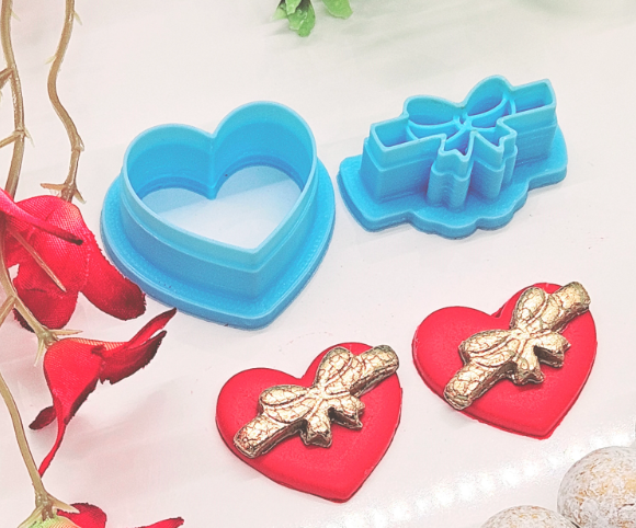 BOW HEART set polymer clay cutters