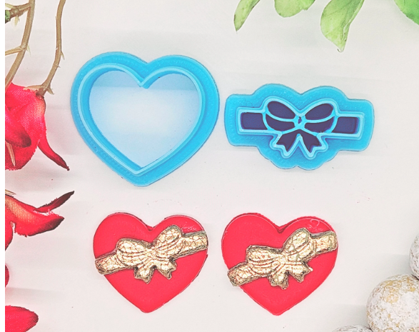 BOW HEART set polymer clay cutters