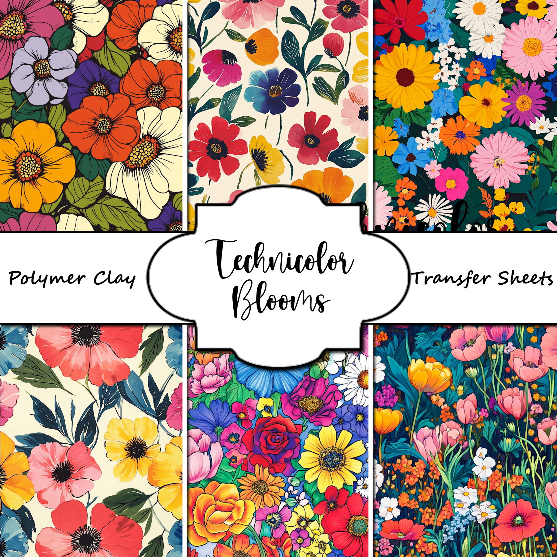 TECHNICOLOR BLOOMS clay transfer sheet E979