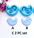blue BIRDS sharp polymer clay cutters for jewelry making and cake decorating