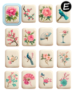 Imperial Garden Mahjong Tile Transfer Sheet & Cutter Set C258