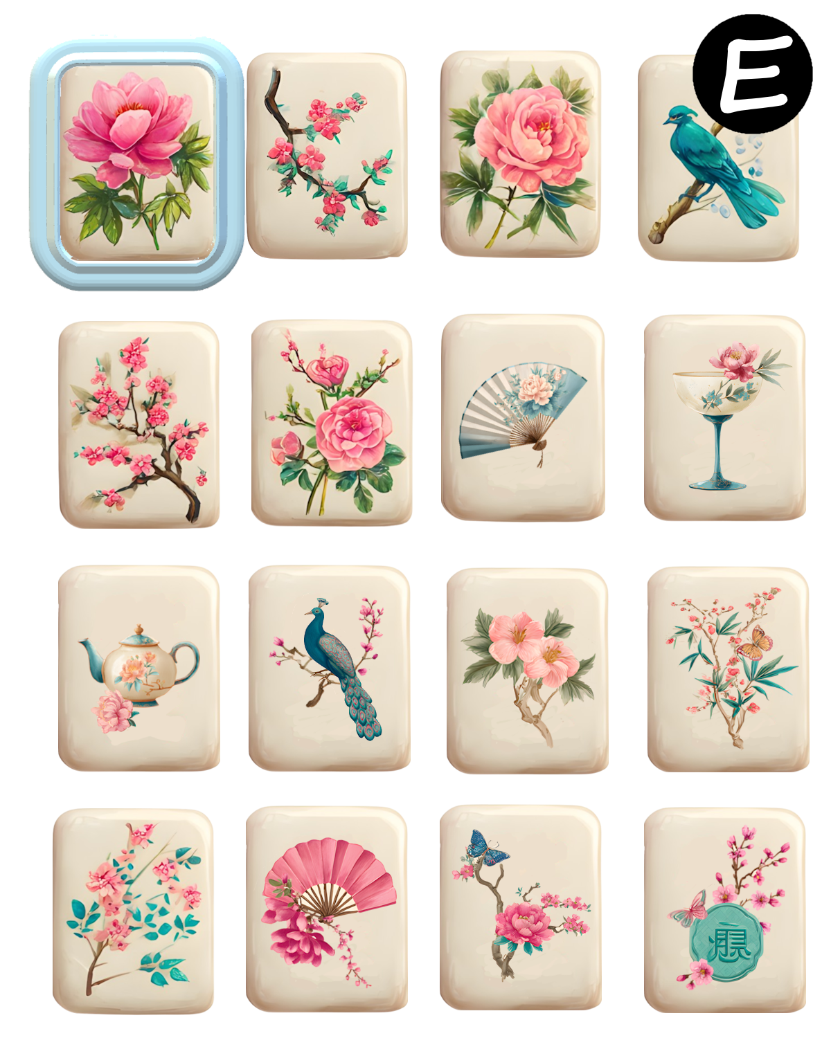 Imperial Garden Mahjong Tile Transfer Sheet & Cutter Set C258