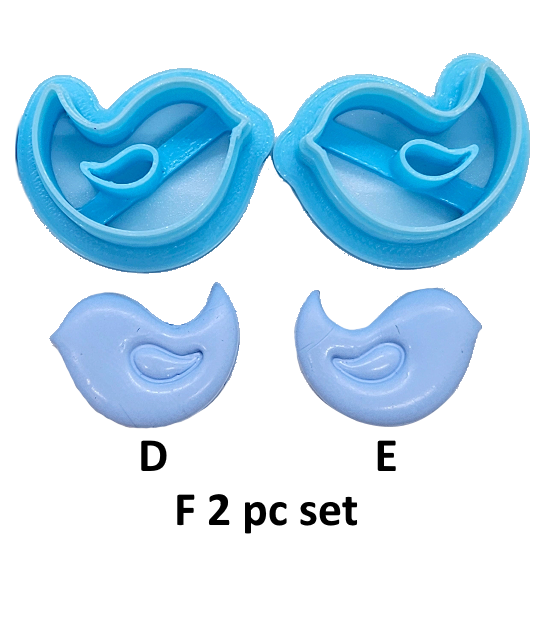 blue BIRDS sharp polymer clay cutters for jewelry making and cake decorating