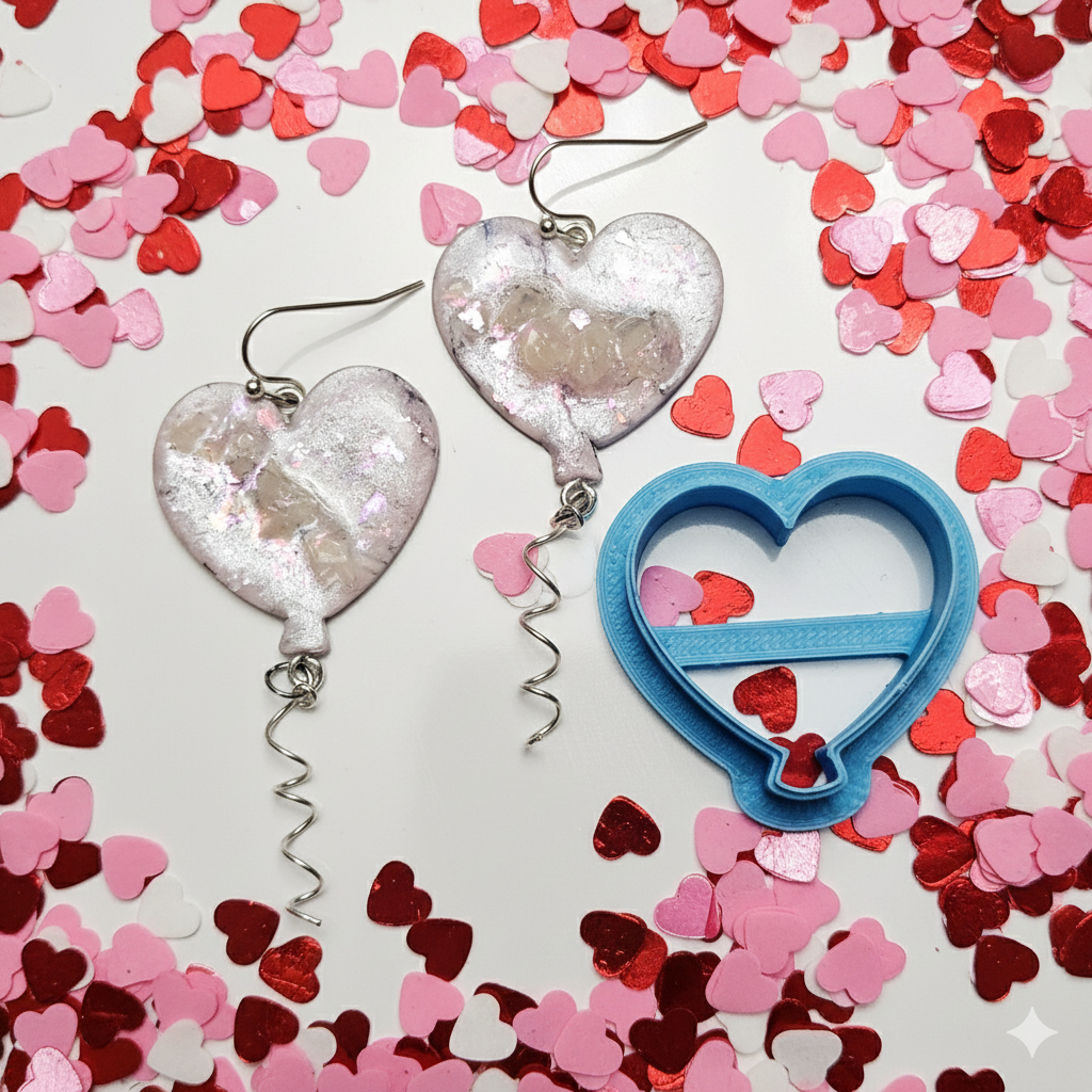 HEART BALLOON polymer clay cutters V131