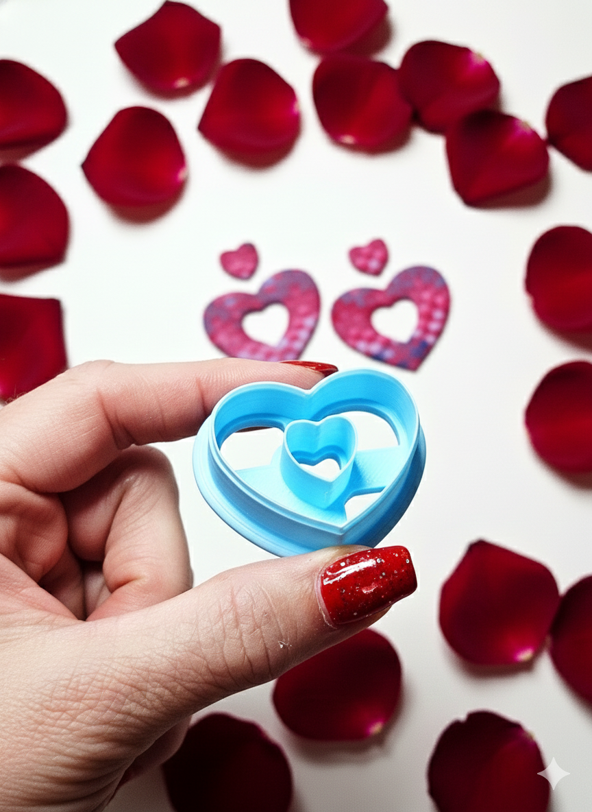 Chunky Heart Donut polymer clay cutters