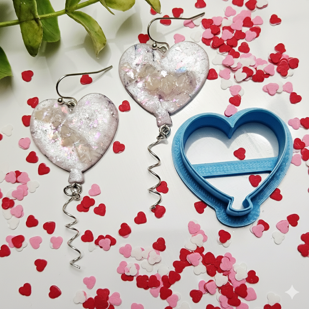 HEART BALLOON polymer clay cutters V131