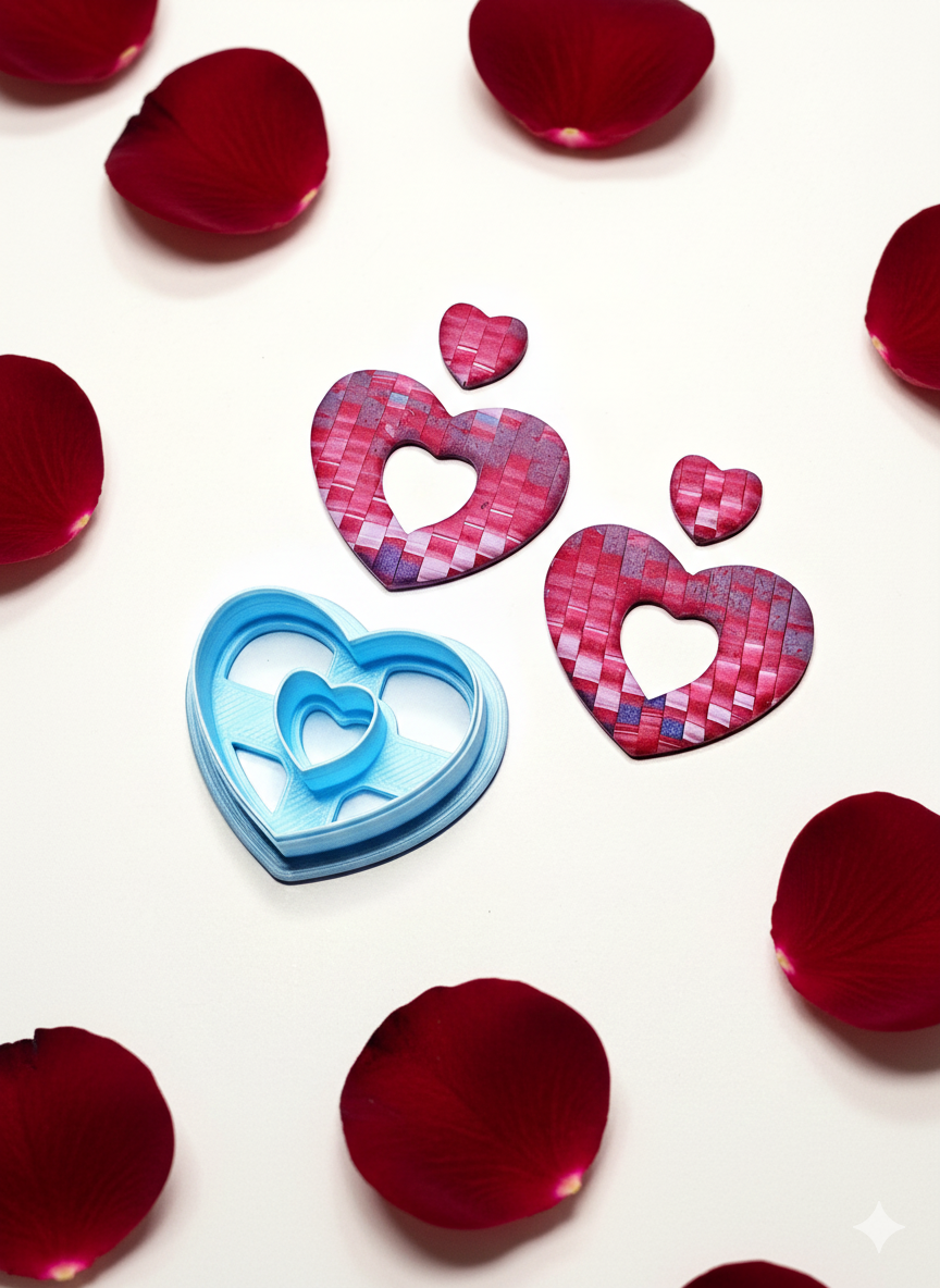 Chunky Heart Donut polymer clay cutters