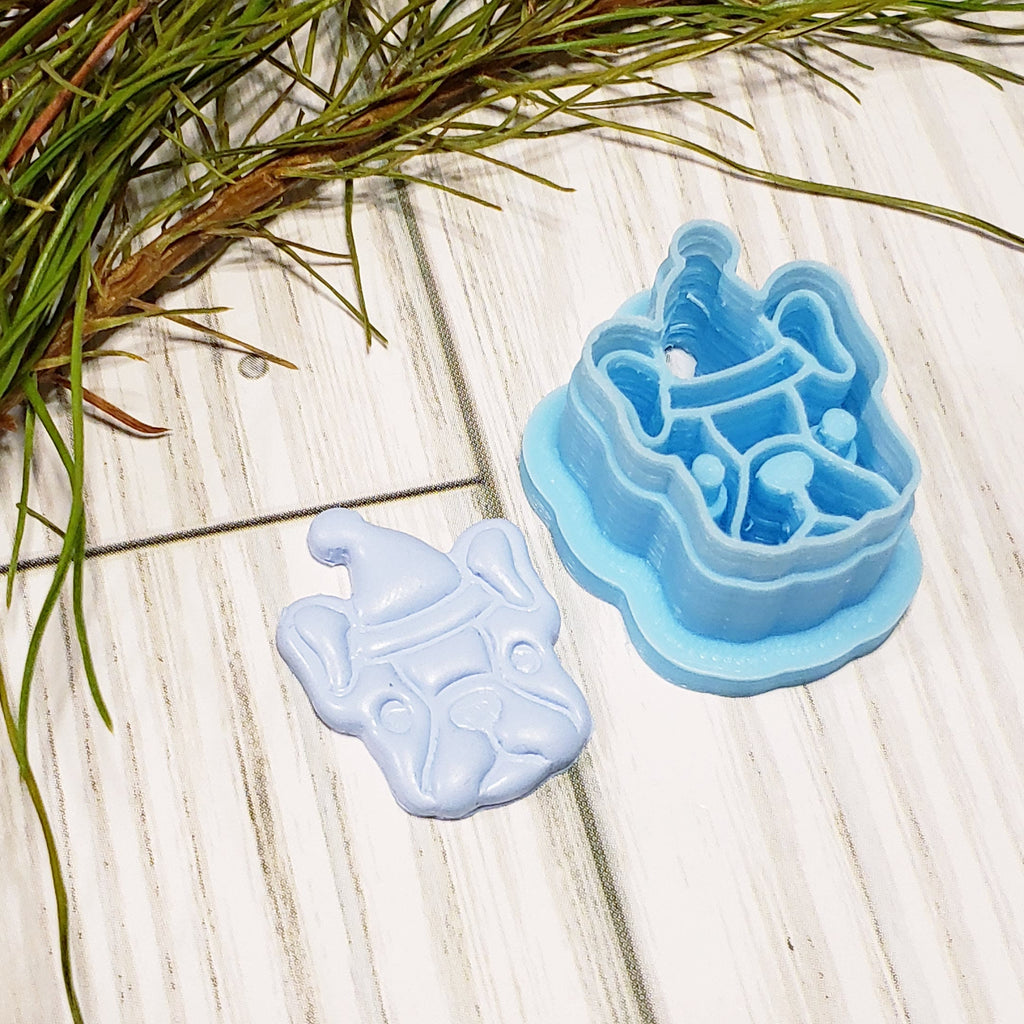 FRENCH BULLDOG with Party hat clay cutters jewelry earrings