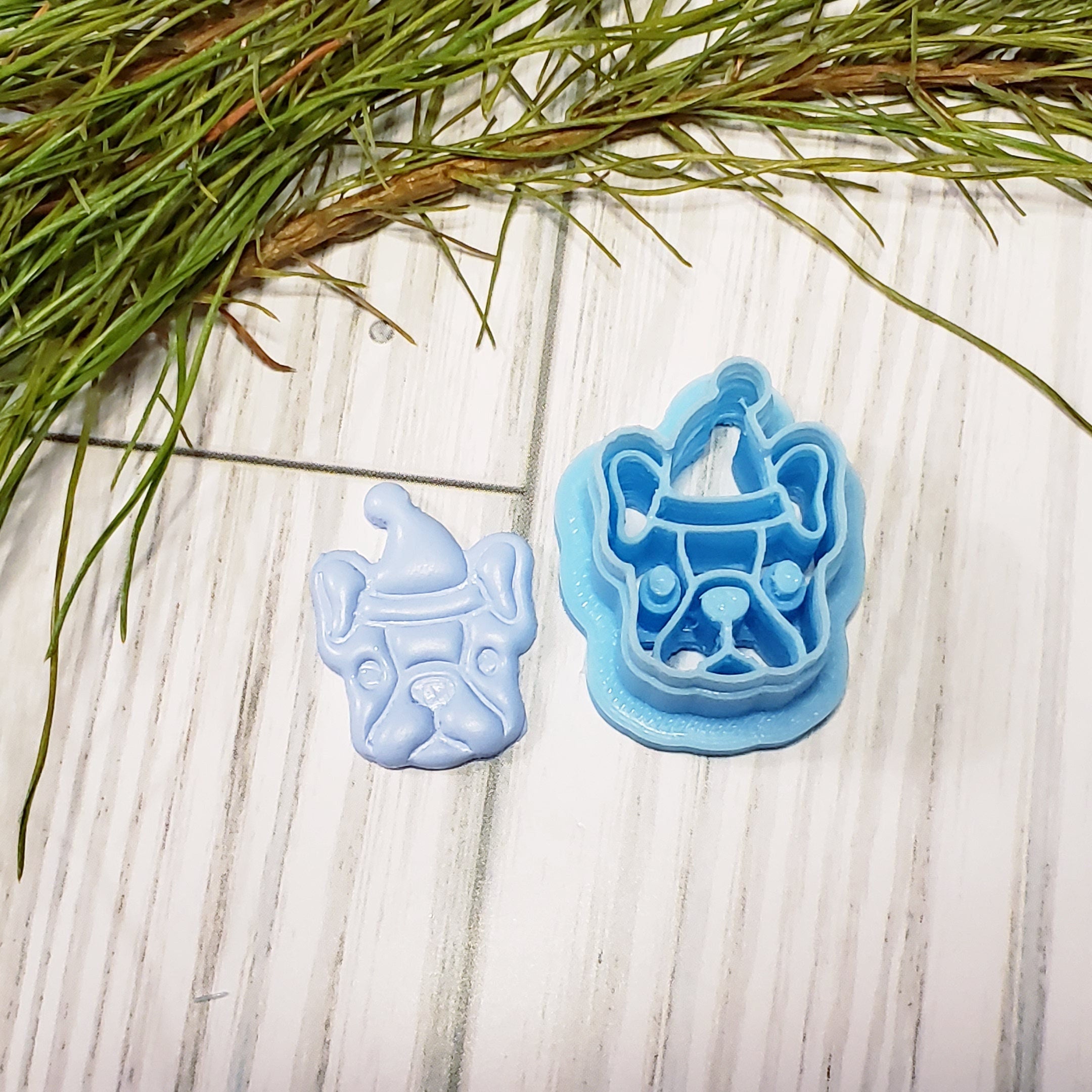 FRENCH BULLDOG with Party hat clay cutters jewelry earrings