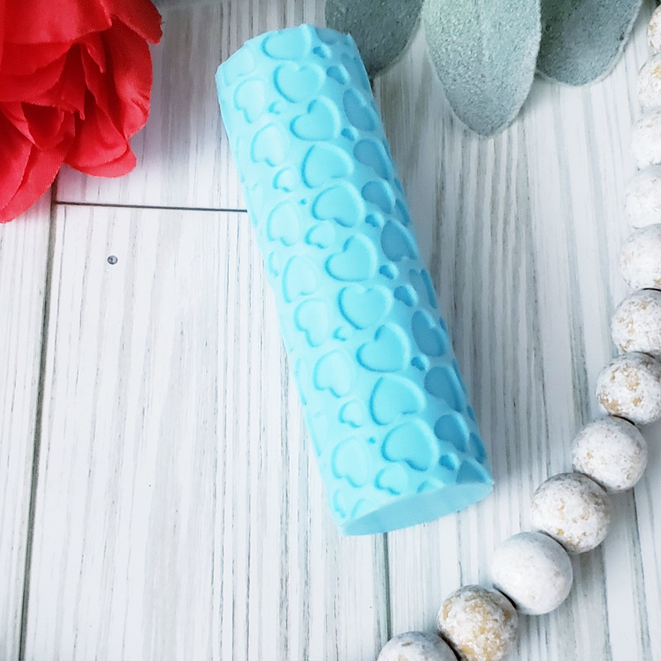 Valentine HEARTS style 1 deboss texture roller fondant polymer clay cutters jewelry