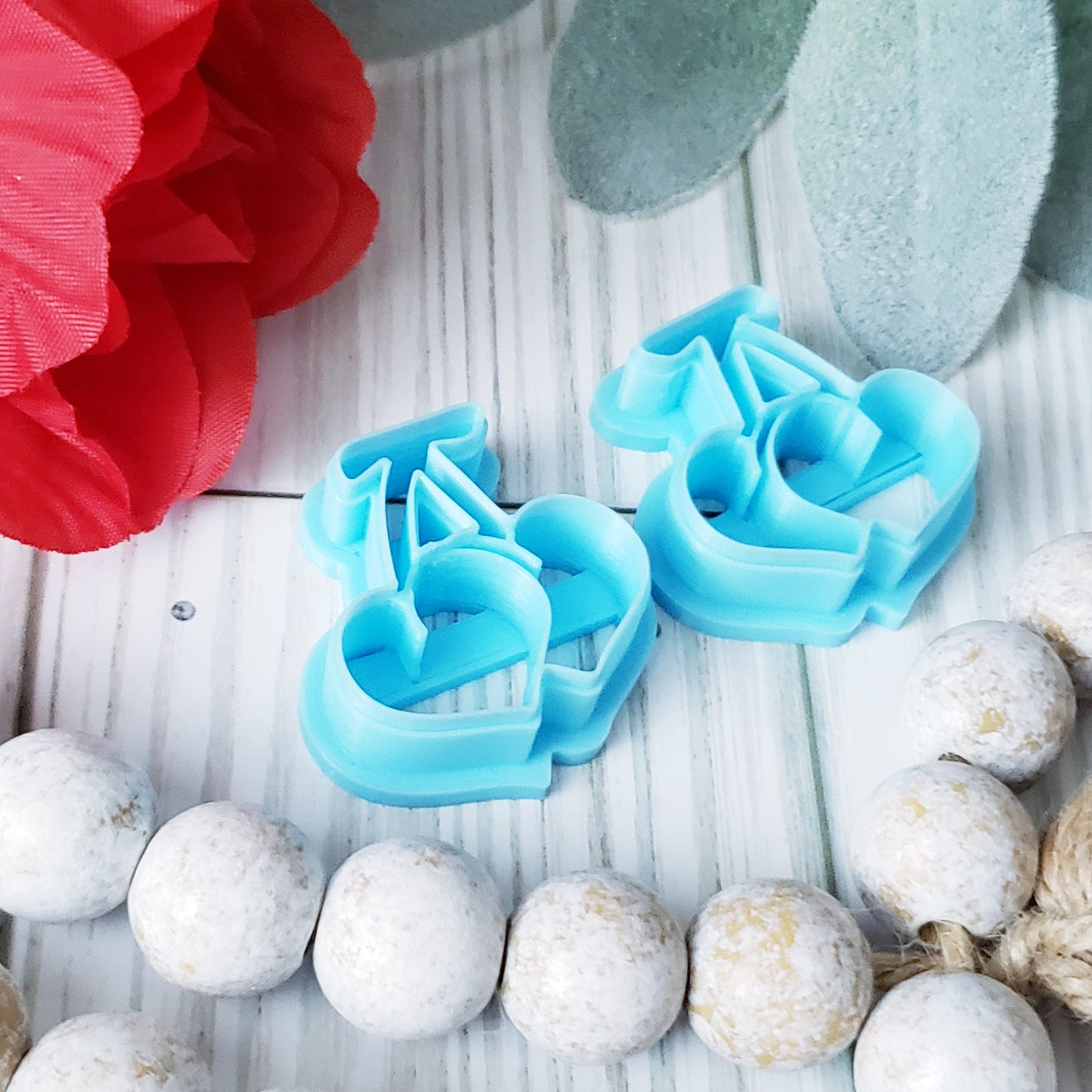 Double CHERRY HEARTS sharp polymer clay cutters