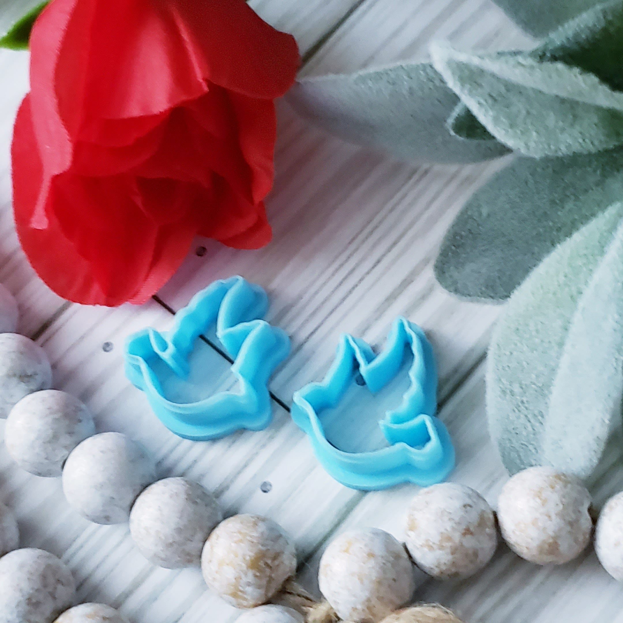 set of DOVES style 2 sharp polymer clay cutter jewelry earrings