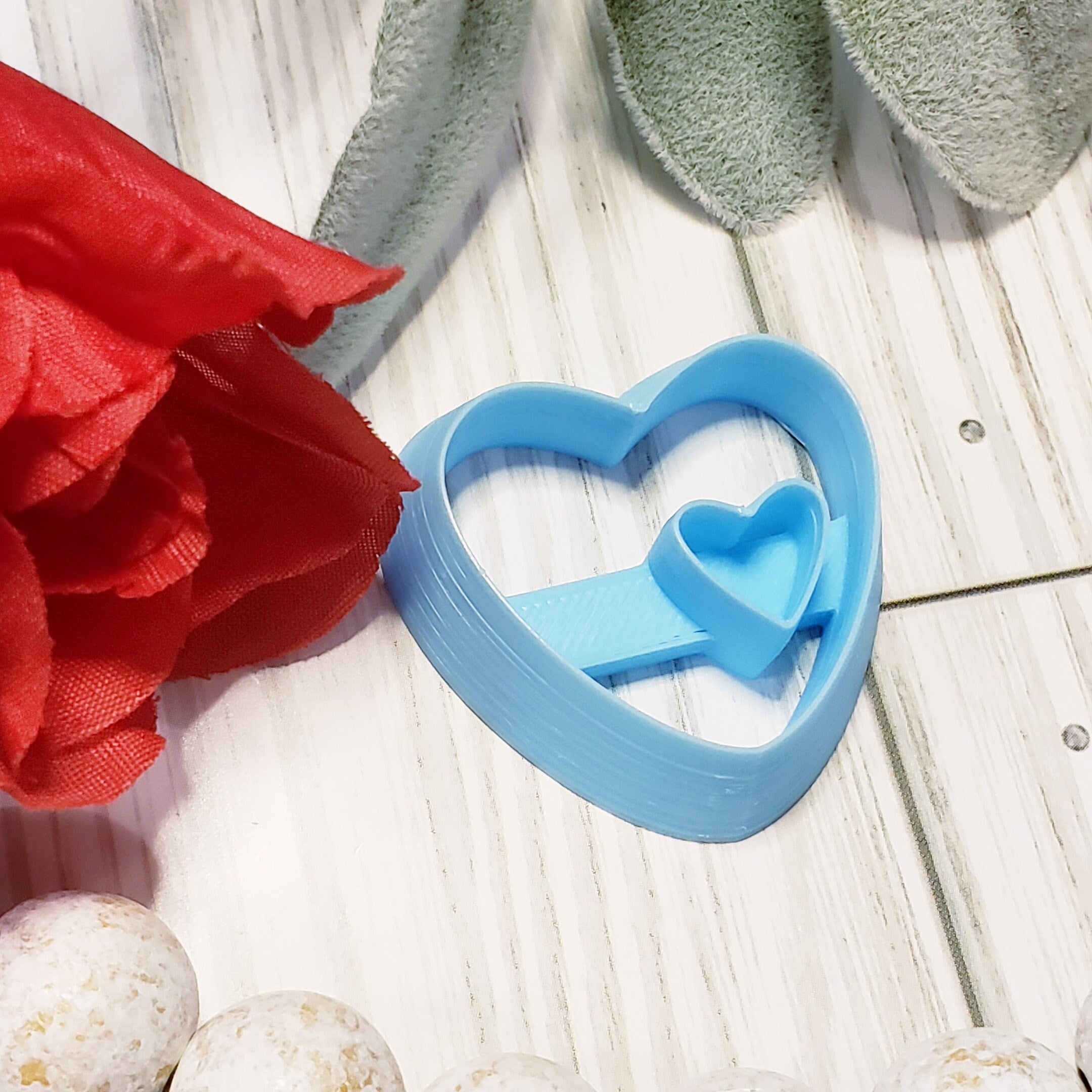 HEART with heart hole Valentin's Day polymer clay cutter