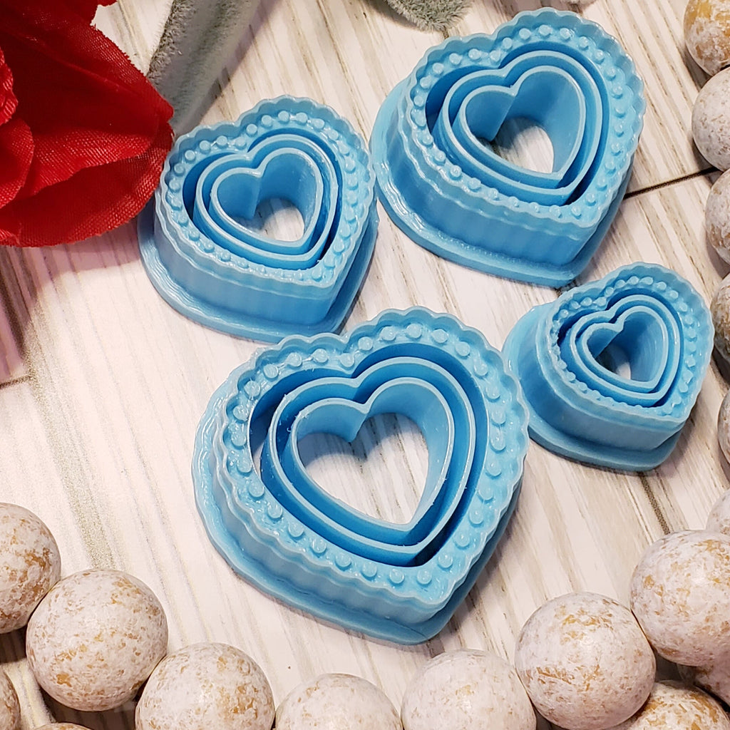 STUDDED HEART style 1 polymer clay cutter