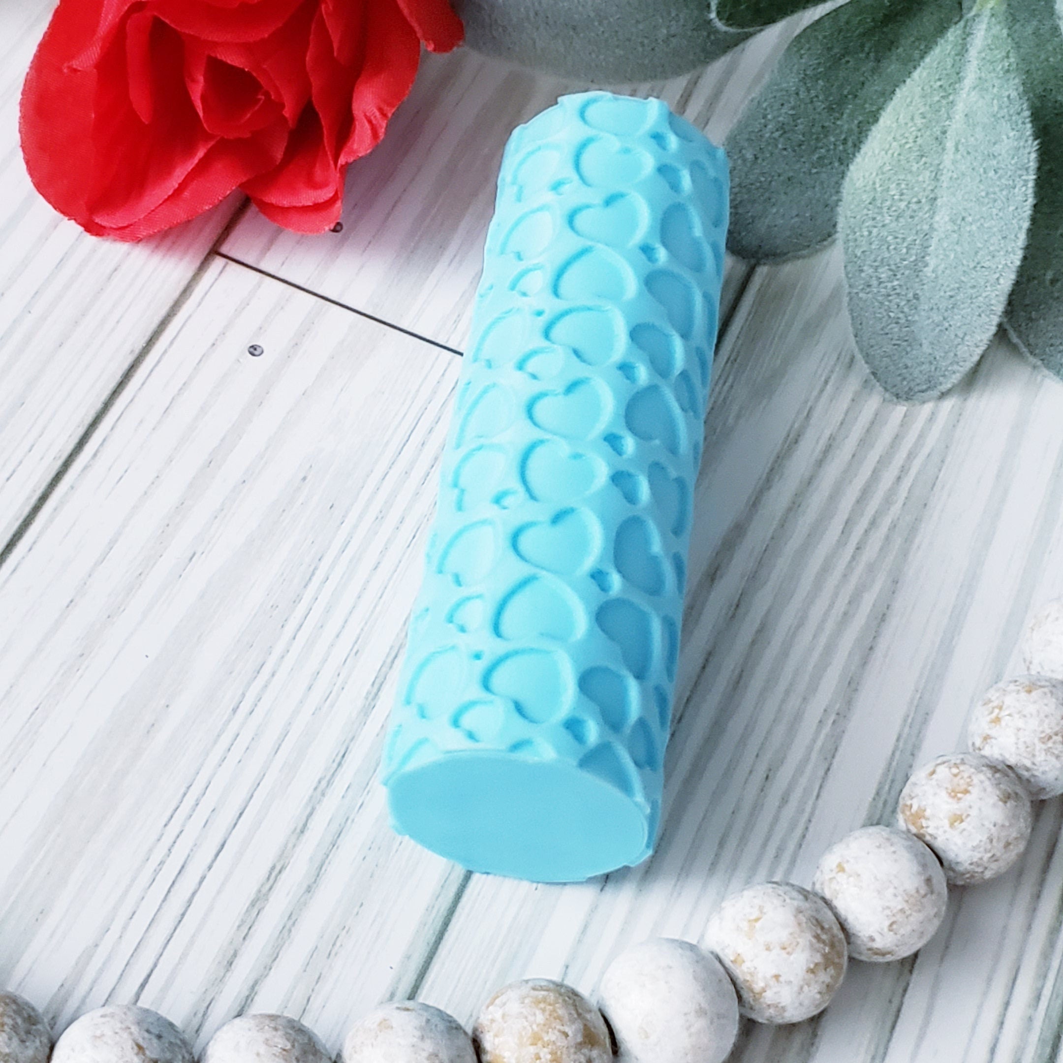 Valentine HEARTS style 1 deboss texture roller fondant polymer clay cutters jewelry