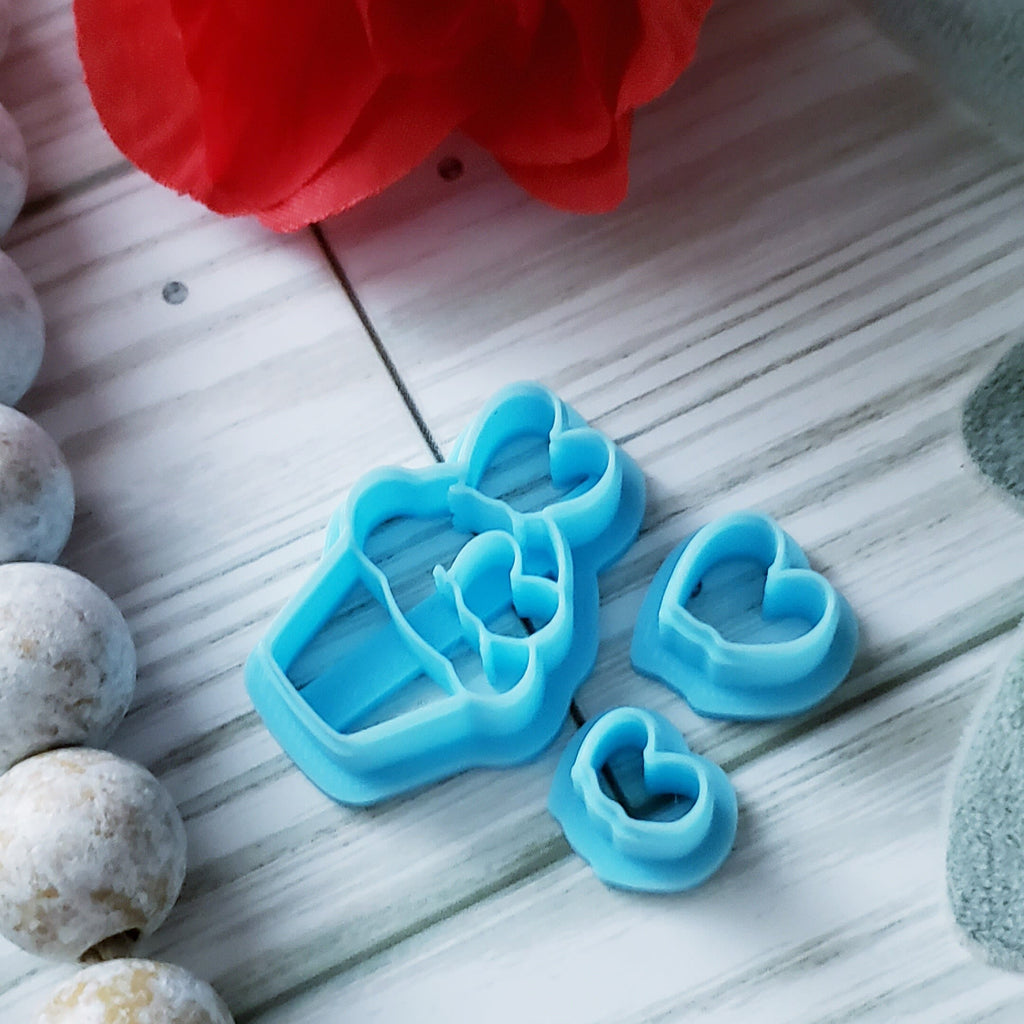Valentine HEARTS CUPCAKE 3 pc set polymer clay cutters