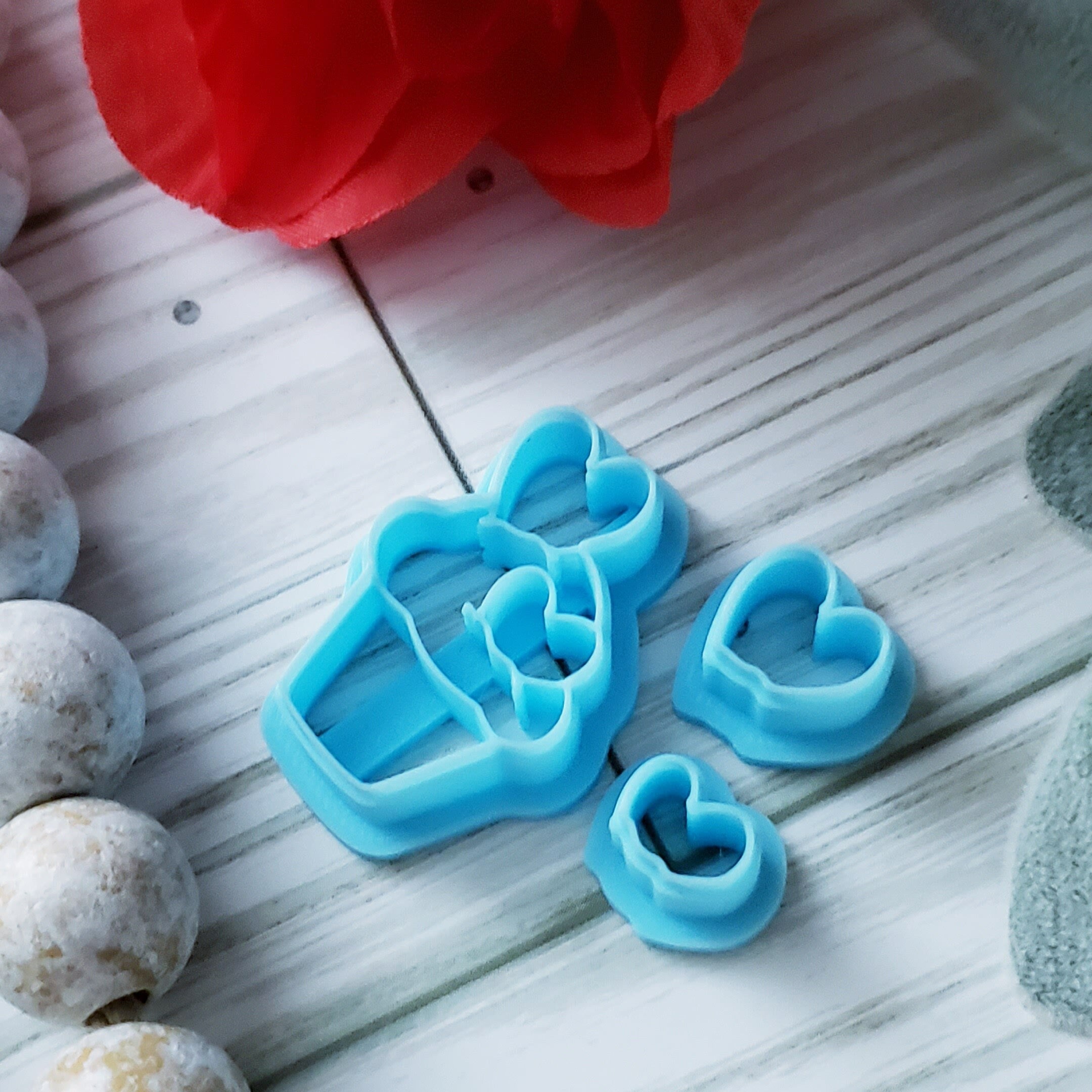Valentine HEARTS CUPCAKE 3 pc set polymer clay cutters