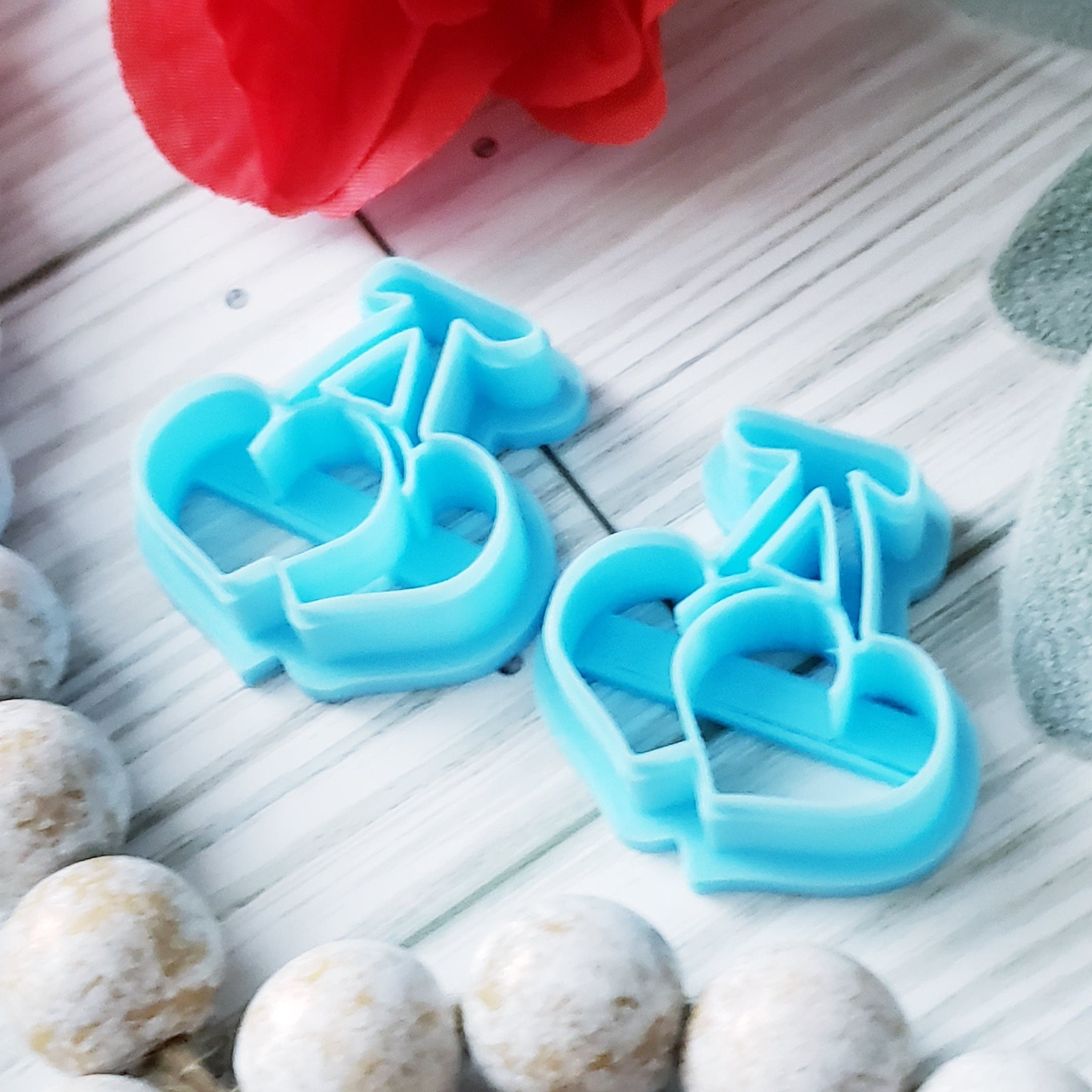 Double CHERRY HEARTS sharp polymer clay cutters