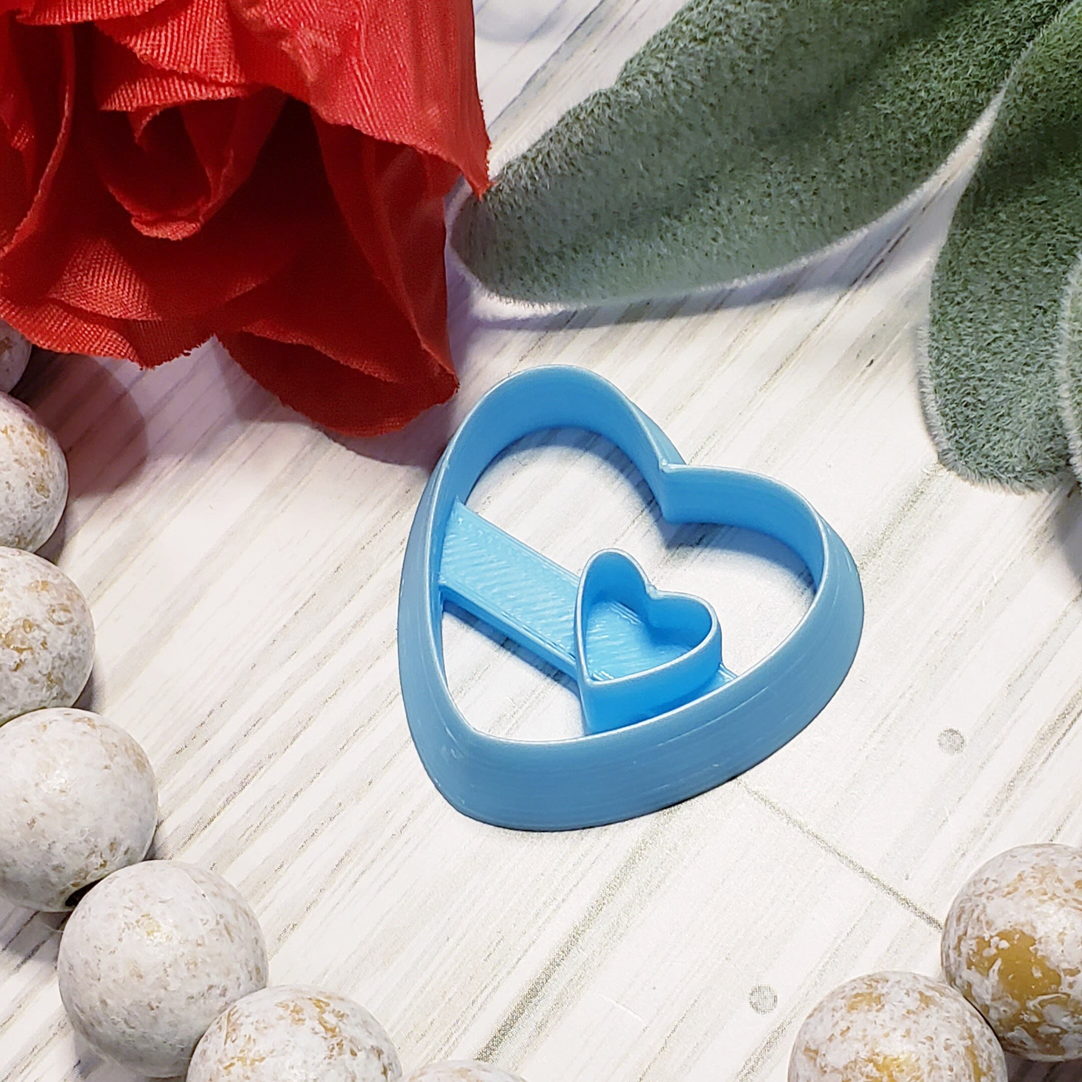 HEART with heart hole Valentin's Day polymer clay cutter