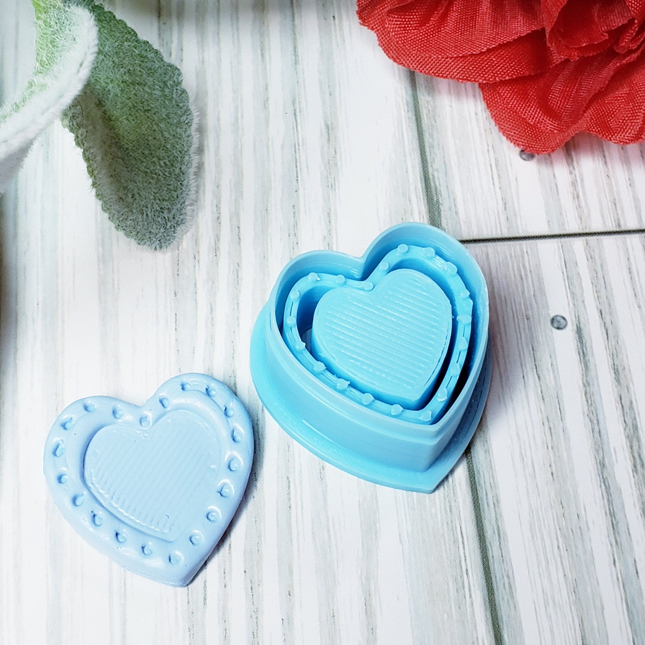 STUDDED HEART style 2 polymer clay cutter