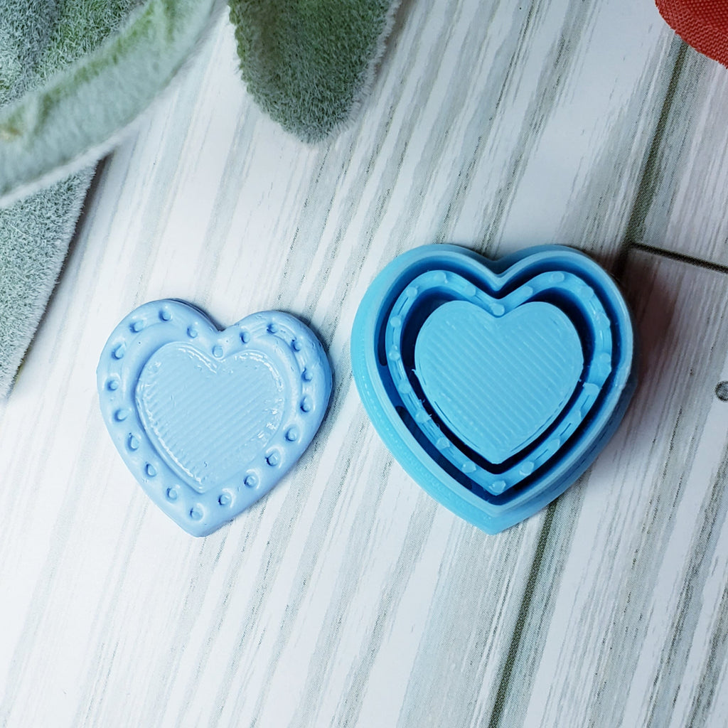 STUDDED HEART style 2 polymer clay cutter