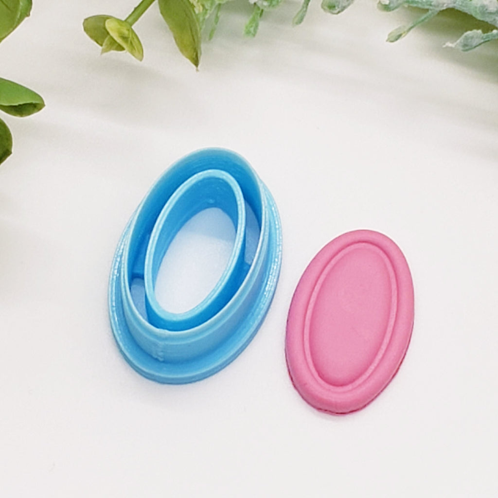 FRAMED OVAL polymer clay cutters jewelry earrings fondant cake decorating