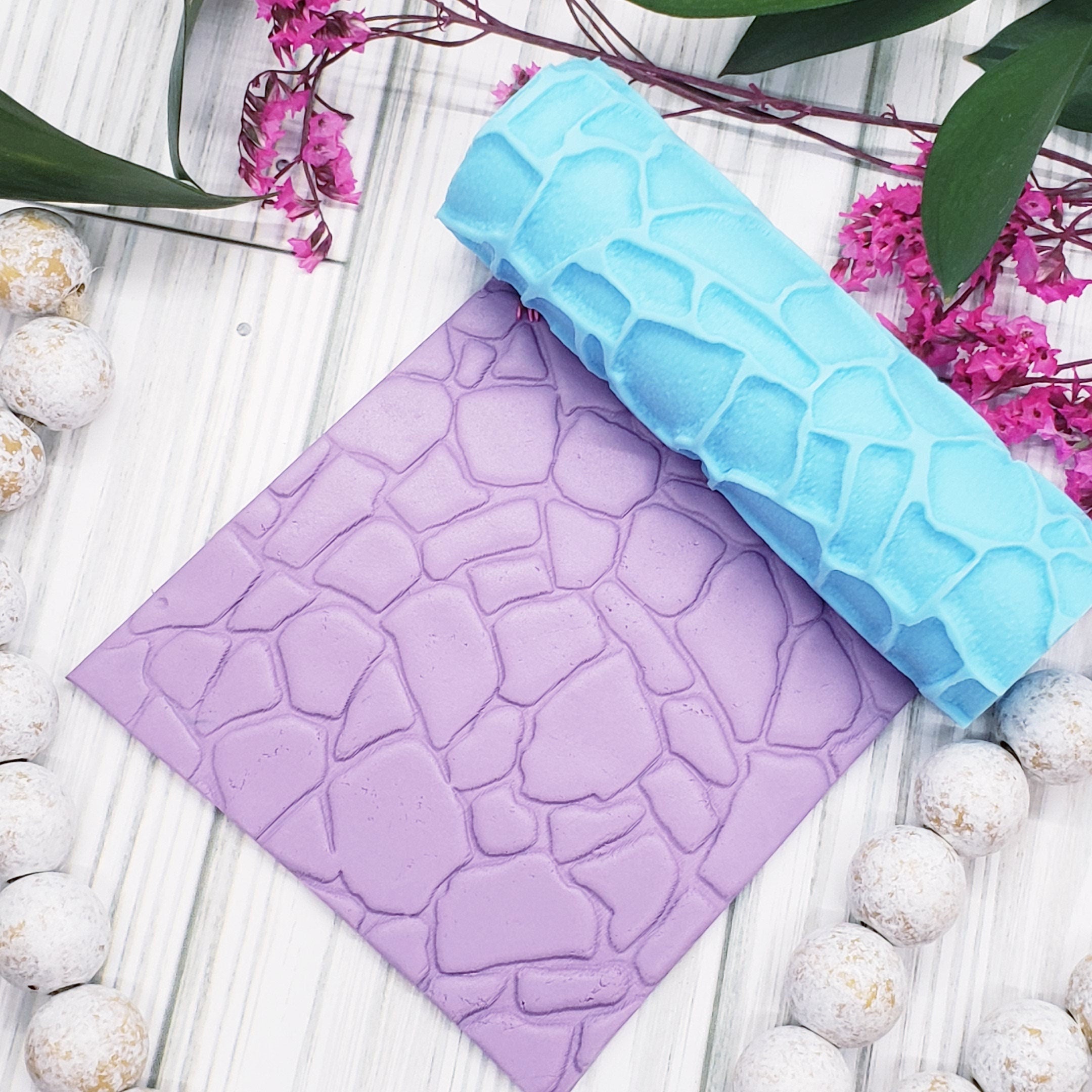 STONE deboss texture roller fondant polymer clay cutters jewelry