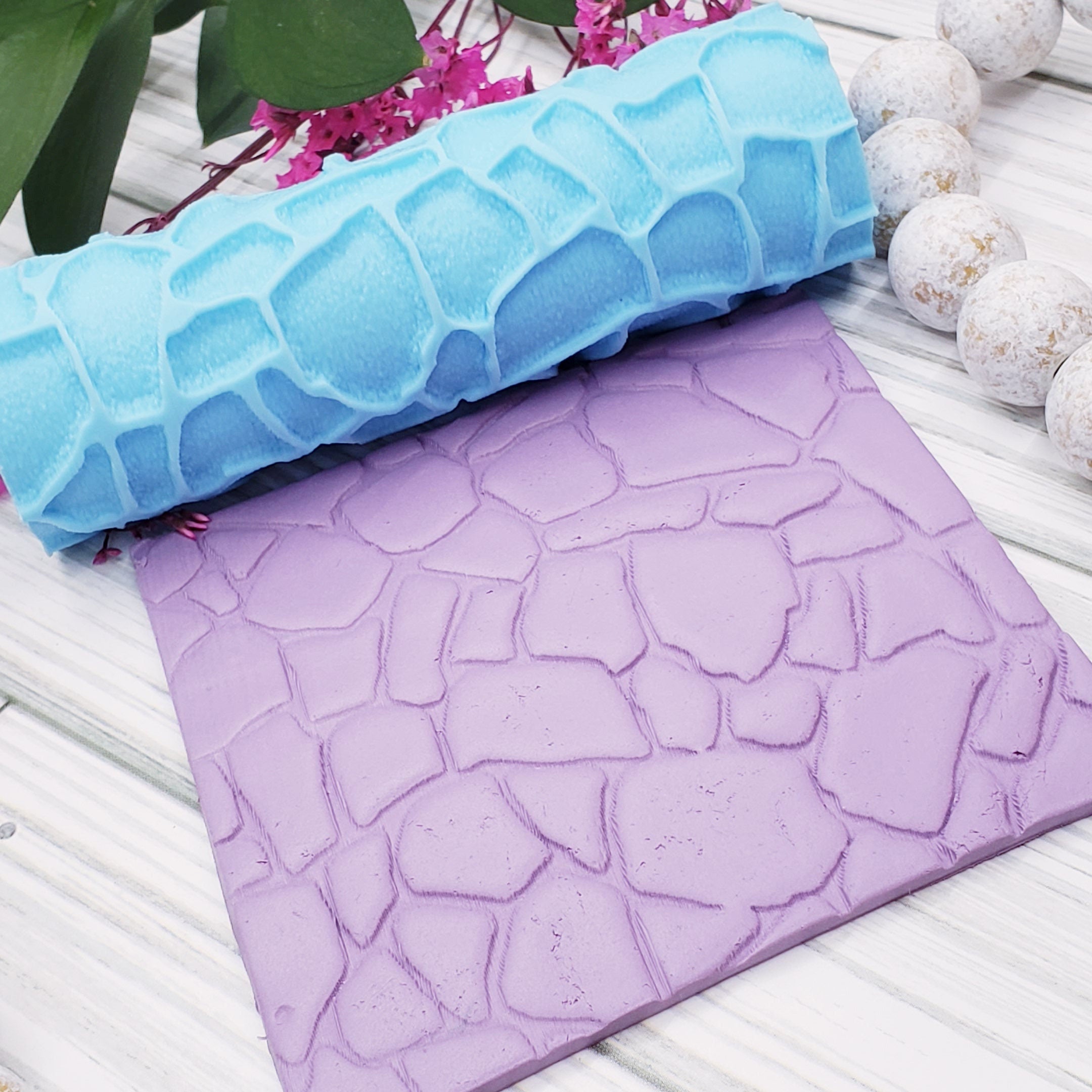 STONE deboss texture roller fondant polymer clay cutters jewelry