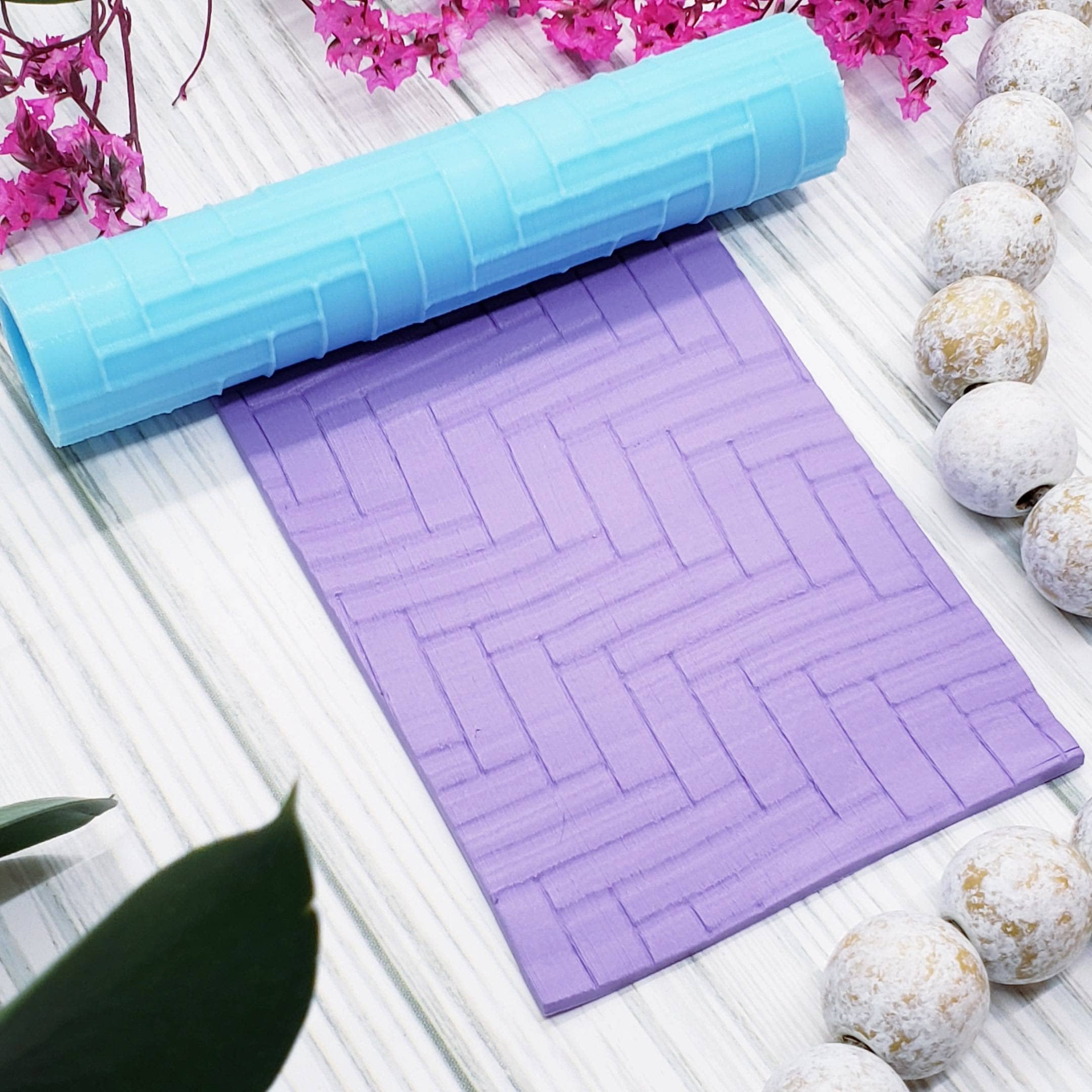 HERRINGBONE style 1 debossing texture roller polymer clay cutters