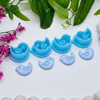 blue BIRDS sharp polymer clay cutters for jewelry making and cake decorating